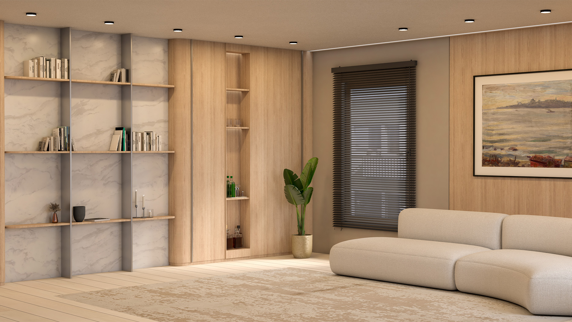 MS House Mermer Kitaplık ve Niş